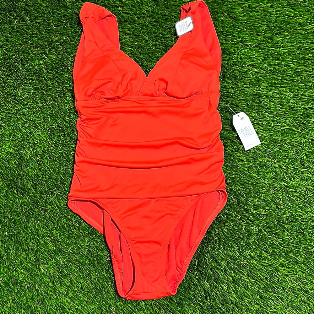 Time and Tru Red One-Piece Swimsuit